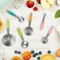 Hastings Home 10-piece Measuring Cups and Spoons Set, Stainless Steel, Colored Silicone Handles and Metal Ring 321283DNJ - alternate 2